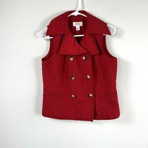 Talbots Vest Size Petite S SP Red Quilted Buttons Polyester Sleeveless Vintage